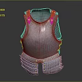 Shiny Medieval Metal Breastplate With Ornate Red Accents And Armored Design 3d model