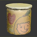 Organic Lemon Food Jar With Love Farm Brand And Cartoon Kid Face Yellow Design