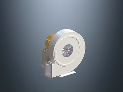 Industrial Centrifugal Fan with White Casing Yellow Impeller and Square Outlet for Industrial Ventilation 3d model