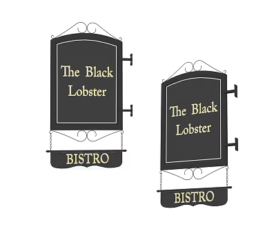 Black Lobster Bistro Hanging Signboards with Decorative Design And Name 3d model Black Lobster Bistro Hanging Signboards with Decorative Design And Name 3d model