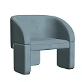 Light Blue Velvet Accent Chair with Rounded Arms and Square Legs Modern Design