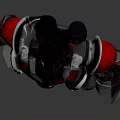Futuristic Red And Black Armored Robot Character With Mechanical Design And Metallic Parts