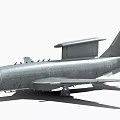 Gray Military Fighter Jet With Radar Dome And Extended Landing Gear