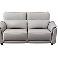 Modern Light Gray Leather Two Seater Sofa With Soft Backrest And Armrests 3d model