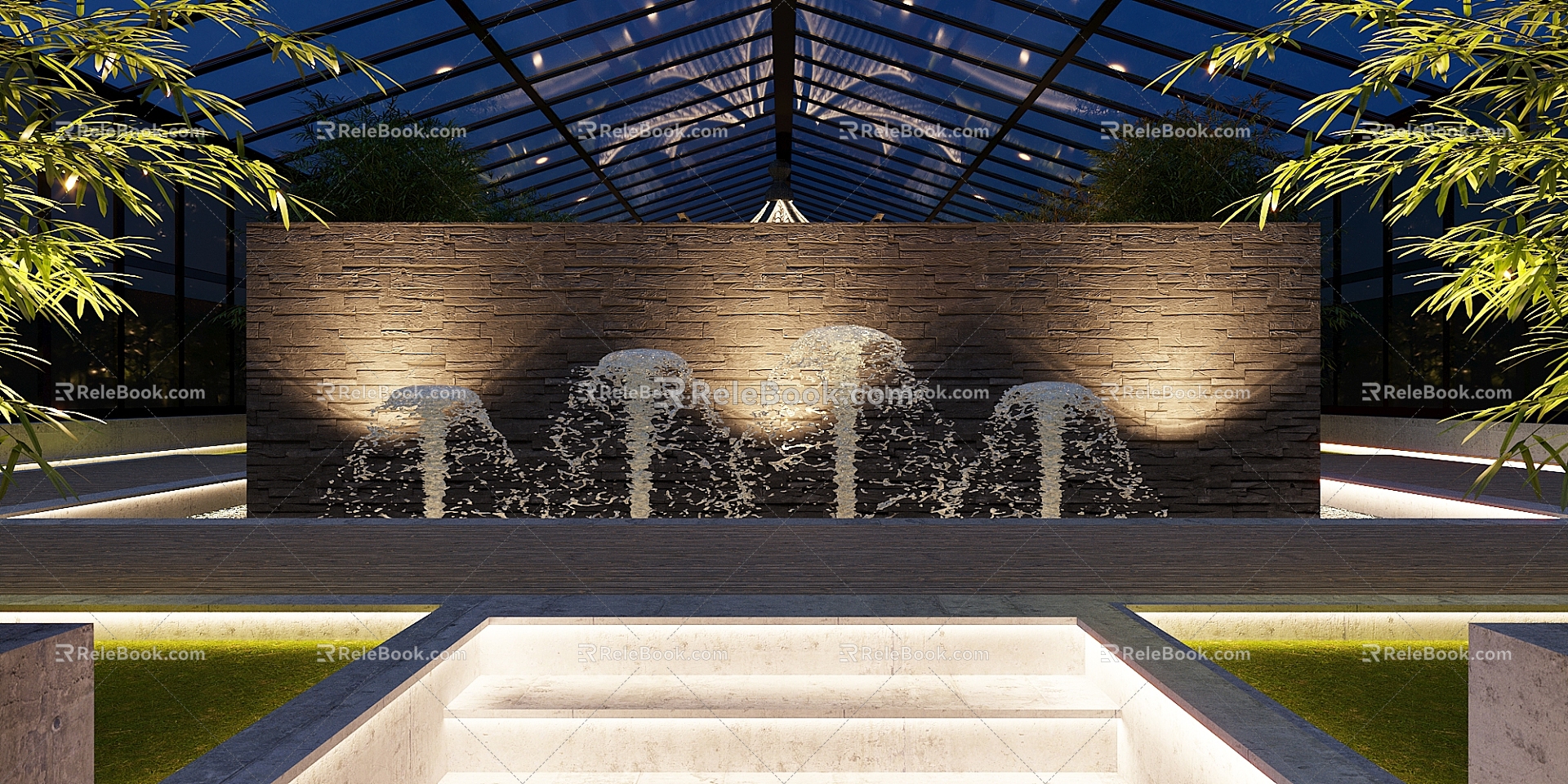 Park water feature fountain sketch 3d model