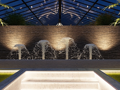 Park water feature fountain sketch 3d model