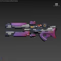 Sci Fi Style Purple And Gray Weapon Firing Yellow Beam With Other Weapons Displayed