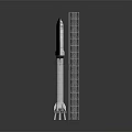 Space Rocket Model With Launch Tower And Ladder Structure On Dark Background 3d model