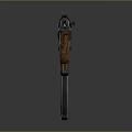 Assault Rifle With Wooden Stock Black Barrel And Magazine In Gray Background