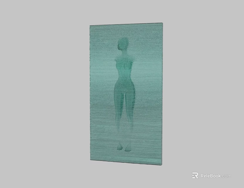 Minimalist Female Figure Painting In Light Teal With Gradient Background 3d model 
