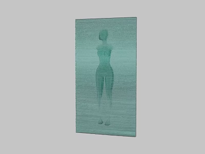 Minimalist Female Figure Painting In Light Teal With Gradient Background 3d model