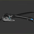 Futuristic Sci Fi Weapon With Metallic Structure And Blue Glowing Accents