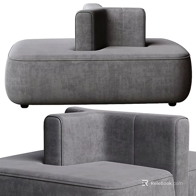 Modern Sectional Sofa with Gray Fabric Soft Cushions and Contemporary Design 3d model 
