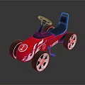 Red Kids Go Kart With Flame Design Black Seat And White Wheels