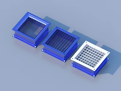 Square Blue And White Household Vents For Modern Home Use 3d model