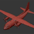 Passenger Aircraft Model With Four Propellers Light Gray Body And Round Emblems On Wings