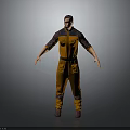 Men's Orange Coveralls With Dark Purple Top Multiple Pockets Workwear Design