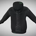 Black Zip Up Hoodie With Green Graphics And Casual Streetwear Design