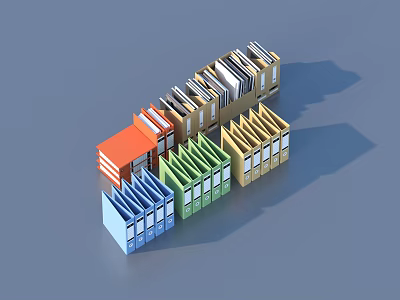 Colorful File Folders As Household Supplies In Various Colors Neatly Arranged 3d model