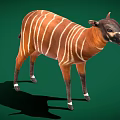 Realistic Full Body Brown And White Striped Tapir Standing On Green Background