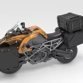Orange And Black Adventure Touring Motorcycle With Side And Rear Storage Cases