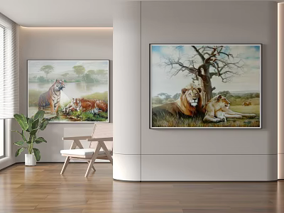 Minimalist Abstract Silent Wind Black and White Hanging Painting Decorative Painting Combination 3D Model 3d model