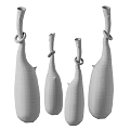 Unique Beige Ceramic Vases With Slim Tall Shape And Knotted Loop Decorative Details