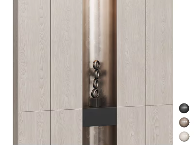 Elegant Modern Wardrobe Design With Light Wood Texture Black Panel And Metallic Handles 3d model