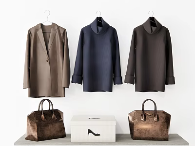 Modern Clothes Clothing Coat Sweater Bag Shoe Box Woolen Coat Sweater 3d model