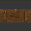 Sturdy Brown Wooden Trunk With Metal Straps And Lock For Storage