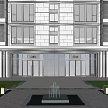Modern High Rise Residential Building With Glass Facade Water Pool Reflection And Trees