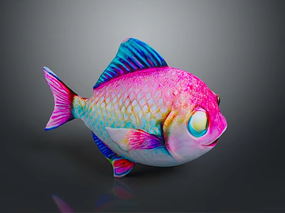 Adorable Colorful Fish Character With Big Glowing Eyes Vibrant Scales And Shiny Fins 3d model