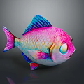 Adorable Colorful Fish Character With Big Glowing Eyes Vibrant Scales And Shiny Fins