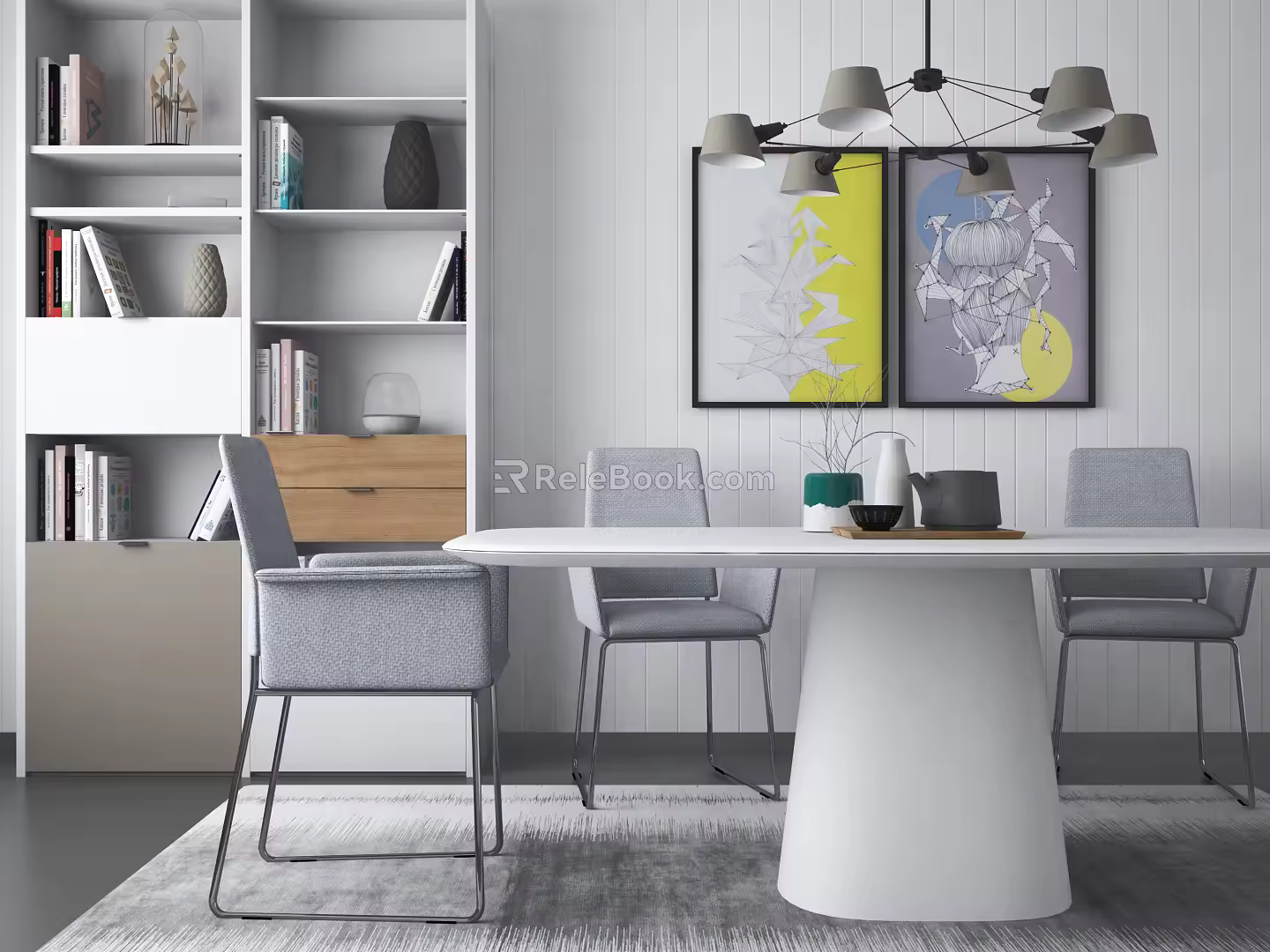 Modern Dining Table and Chair Combination Dining Table and Chair 3d model