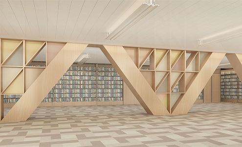 Modern Library Character Beam Partition Triangle Elements 3d model