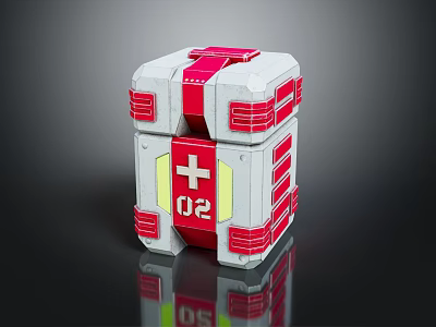 Smart Machine With Red And White Design Cross Symbol Number 02 3d model