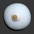 White Spherical Glass Decorative Bottle with Wooden Stopper Light Green Mountain Pattern and Brown Base