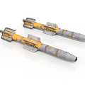 Space Rockets With Yellow And Gray Bodies Featuring Reload Labels And Thrusters