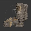 Rustic Rock Wall Structure With Wooden Door And Stone Details