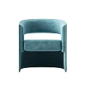 Modern Teal Velvet Single Sofa With Curved Backrest And Armrest 3d model