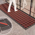 Outdoor Entrance Door Mat With Red Black Diamond Pattern And Non Slip Design