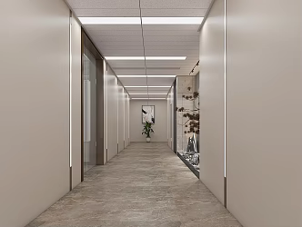 Modern office aisle corridor 3d model