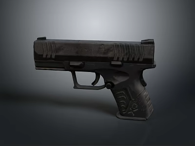 Black Tactical Pistol With Textured Grip And Modern Design Elements 3d model