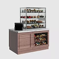 Mall Dessert Counter With Glass Display Shelves Cash Register And Wooden Cabinet