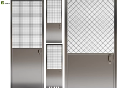 Industrial Swing Door Designs with Grid Mesh and Metal Frame for Interior Use 3d model