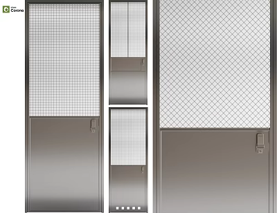 Industrial Swing Door Designs with Grid Mesh and Metal Frame for Interior Use 3d model
