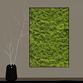 Modern Interior Vertical Green Moss Wall With Grey Vase Branches And Light Grey Wall