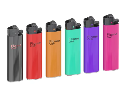 Vibrant Flame Cut Lighters In Assorted Colors Practical For Daily Household Use 3d model