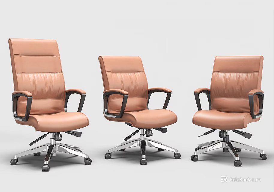 Pink Leather Office Chair With Black Armrests Silver Swivel Base And Rolling Wheels 3d model 