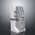 Gray And White Industrial Machine Component With Panels Vents And Red Indicators